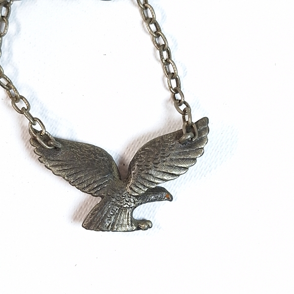 Unisex Pewter Hawk Pendant Chain Link Necklace - Picture 8 of 10